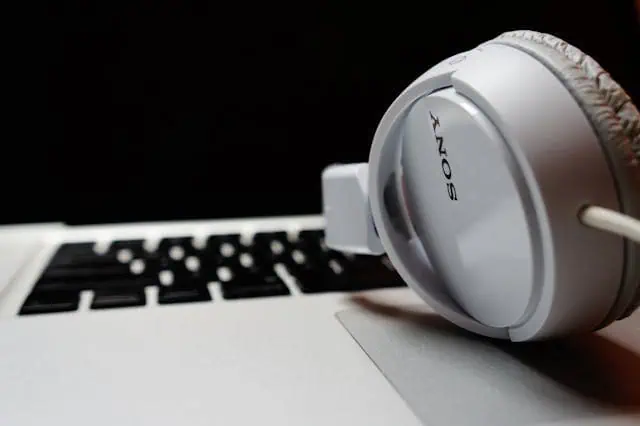 White headset on a laptop